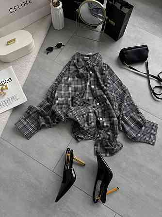 Женская трендовая оверсайз рубашка в клетку костюмный тиар Одесса