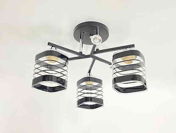 VALESO Люстра стельова класична на 3 плафони метал та скло VALESO 2429B/3 Чорний+Хром Коломыя