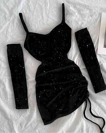 Женская вечерняя привлекательная мини-платье из бархата с блестками Одесса