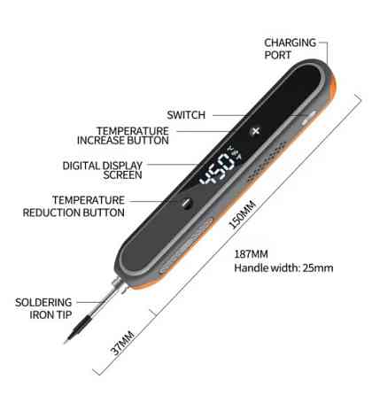 Паяльник акумуляторний M501 USB IRON 15 W 1400mA + 3 жала Чорний Вінниця