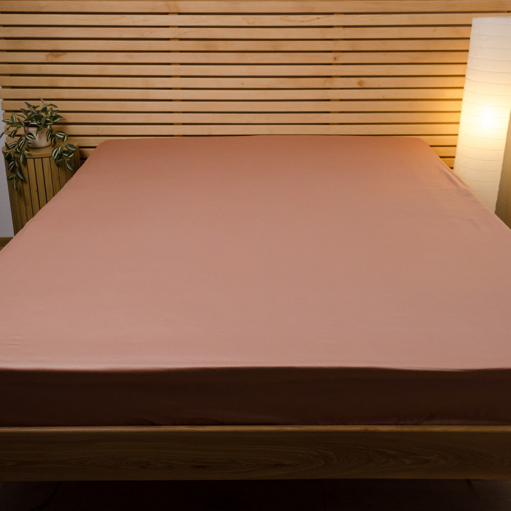 Простирадло на резинці двоспальне сатин 100% бавовна 160х200х35см 125г/м2 (Фраппе) Суми - фото 1