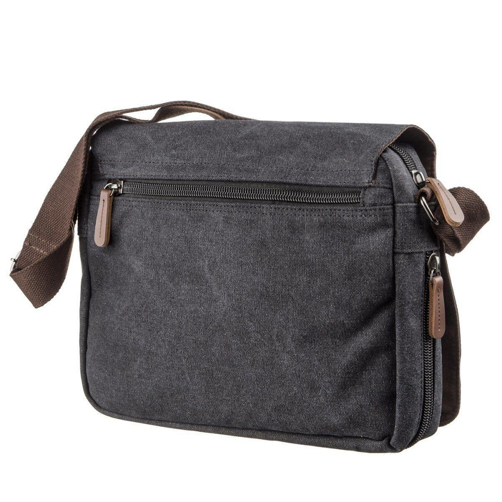 Сумка почтальонка текстильная Vintage 20088 Черная Киев - изображение 3