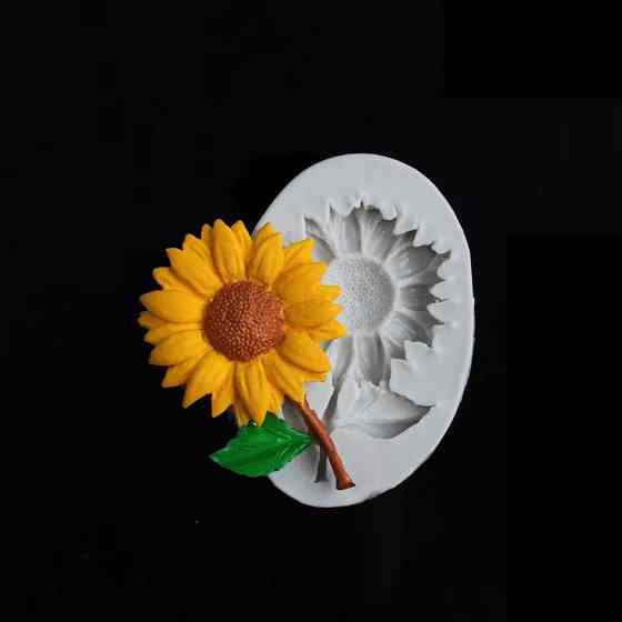 Молд силиконовый Подсолнух 78 на 53 мм серый Киев