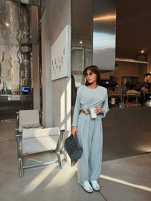 Жіночий стильний в'язаний костюм двійка щільна турецька віскоза Меланж Одеса - фото 1