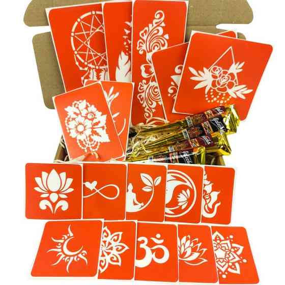 Набір кольорової хни з трафаретами для біо-тату №6 color-henna-set-06 Вінниця