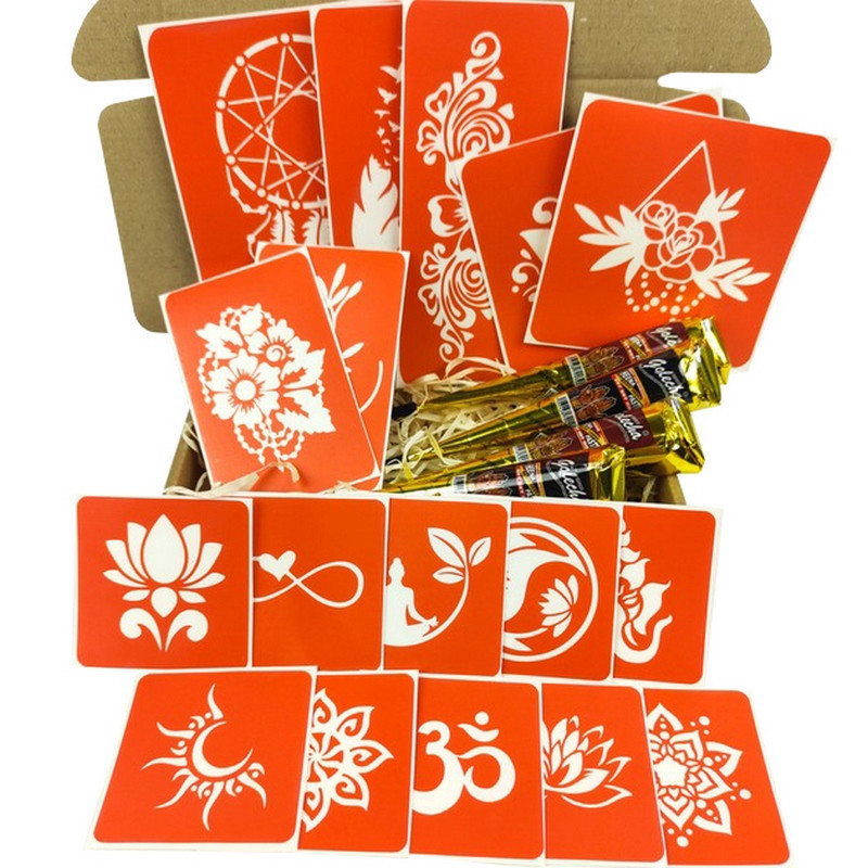 Набір кольорової хни з трафаретами для біо-тату №6 color-henna-set-06 Вінниця - фото 3