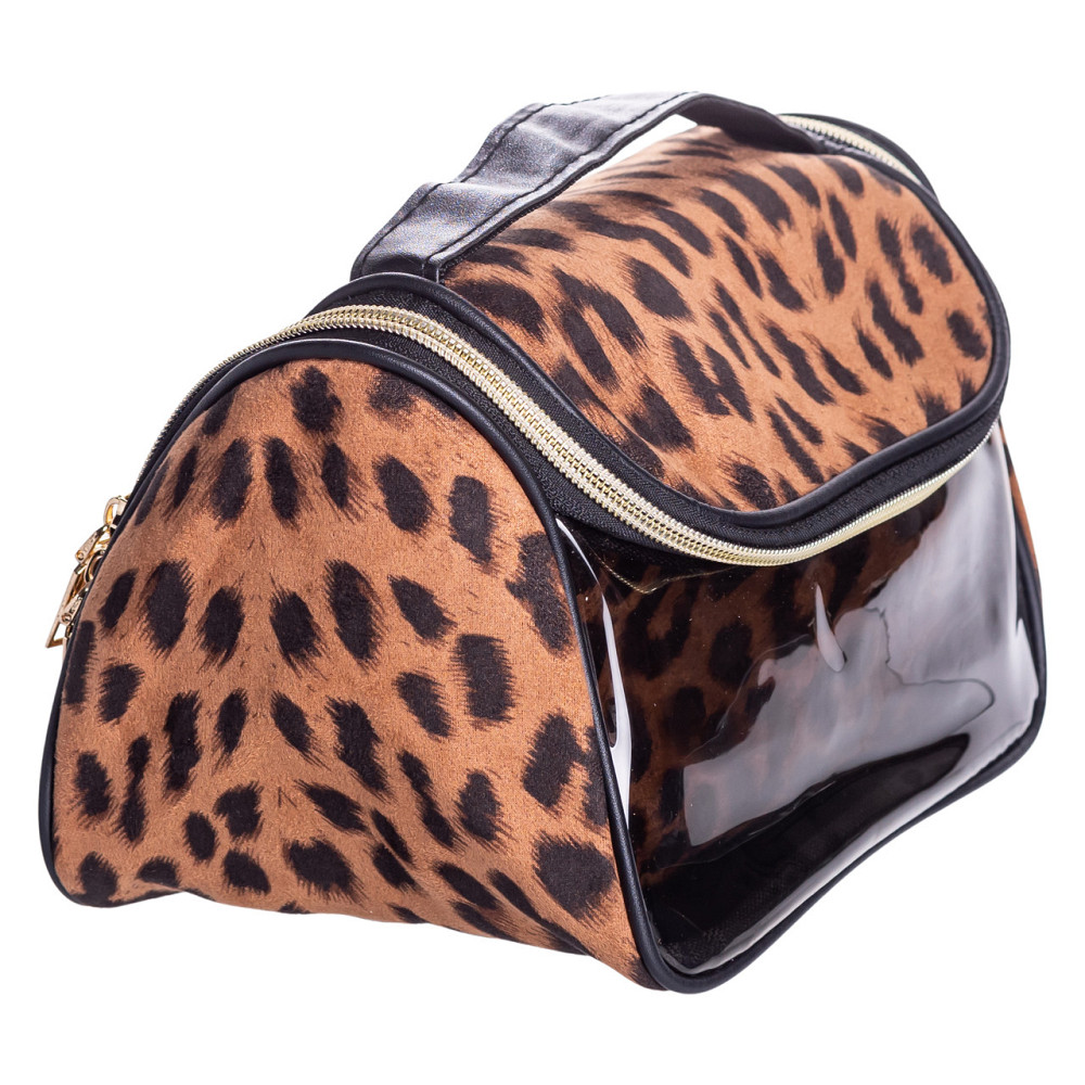 Набір велюрових жіночих косметичок для дому 2 (шт) дорожня косметичка в сумку для косметики, макіяжу, ліків, пензлів Леопард HP-16-2K Коломия - фото 5