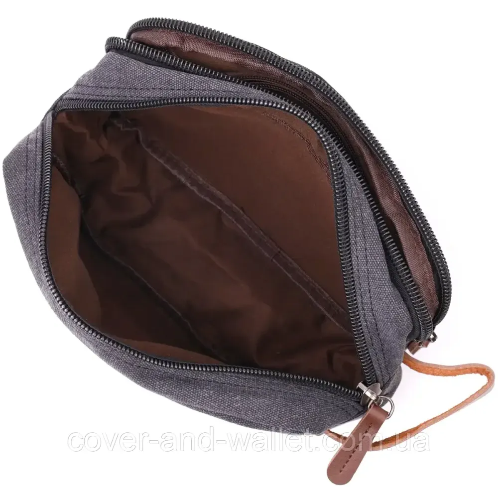 Сумка клатч для мужчин на два отделения из качественного текстиля черного цвета PS Киев - изображение 6