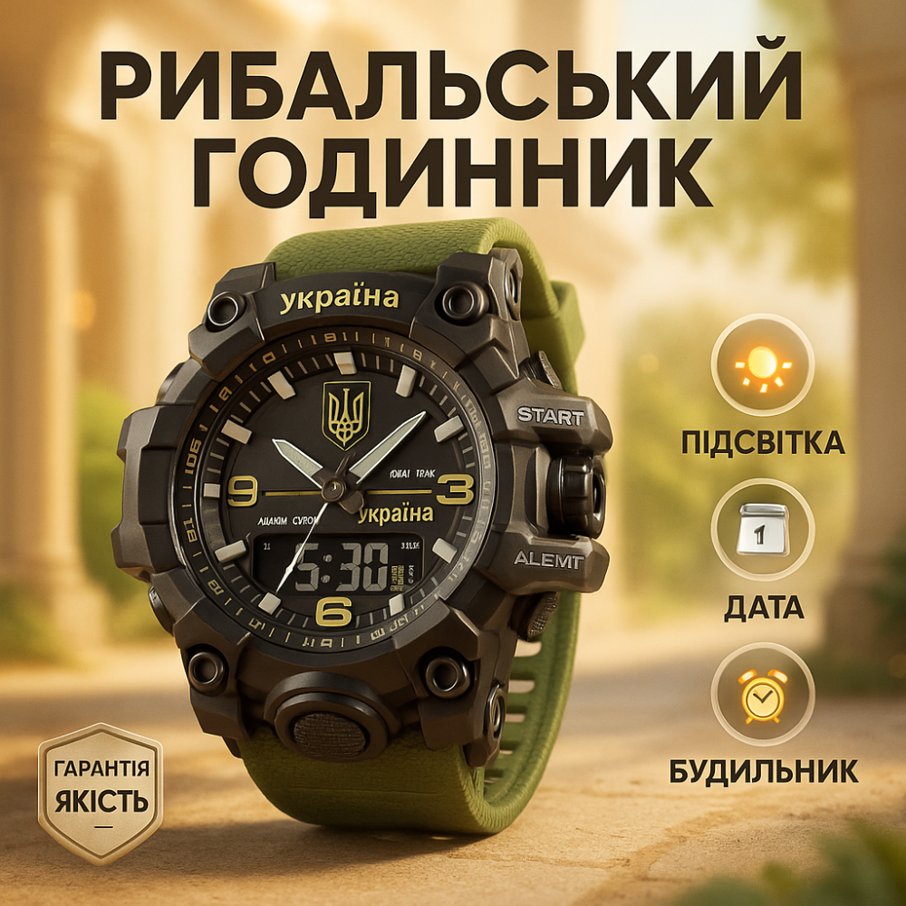 Чоловічий годинник з пластиковим ремінцем, Годинник для риболовлі та активного відпочинку OY-93 Львів - фото 14