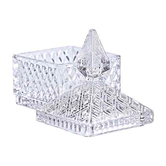 Стеклянная конфетница с крышкой квадратная 8.5 см Киев