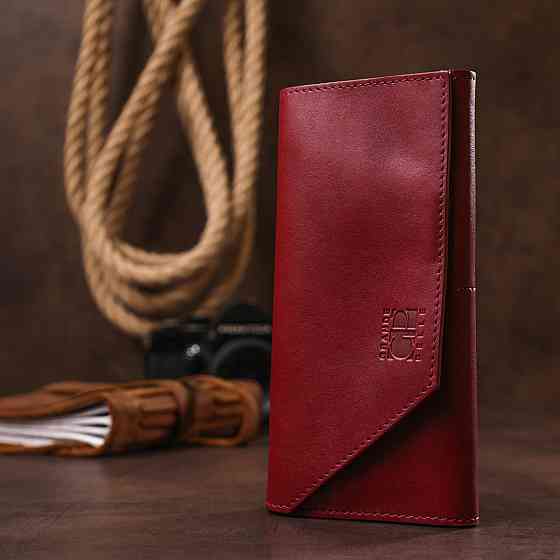 Чудовий шкіряний жіночий гаманець Бордовий (GRANDE PELLE) Київ