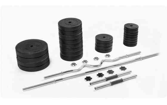 Штанга набірна + W-подібний гриф з гантелями на 100 кг Гантелі, гирі, штанги та диски ударостійкий пластик Київ