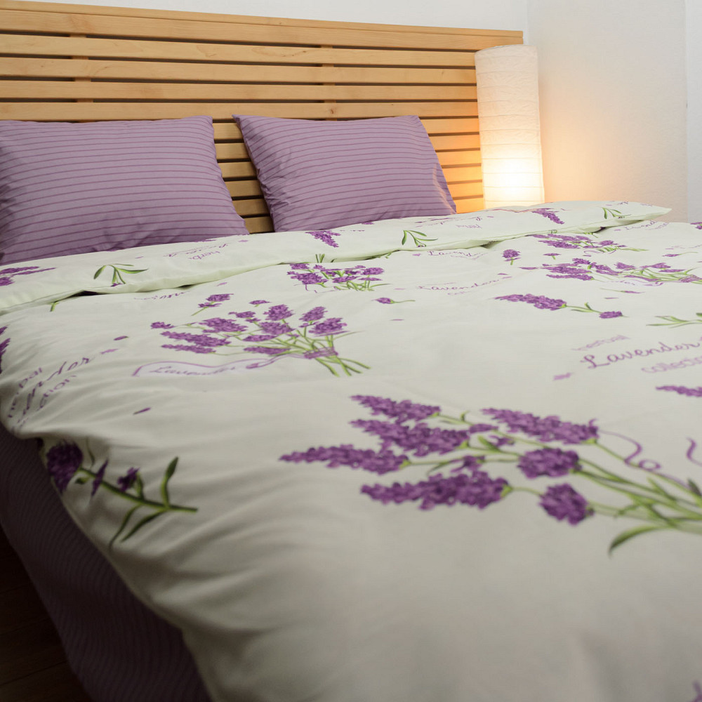 Комплект постельного белья семейный Бязь ранфорс Прованс 120 г/м2 YouStar (Белый с фиолетовым) 2 х 50х70 Сумы - изображение 3