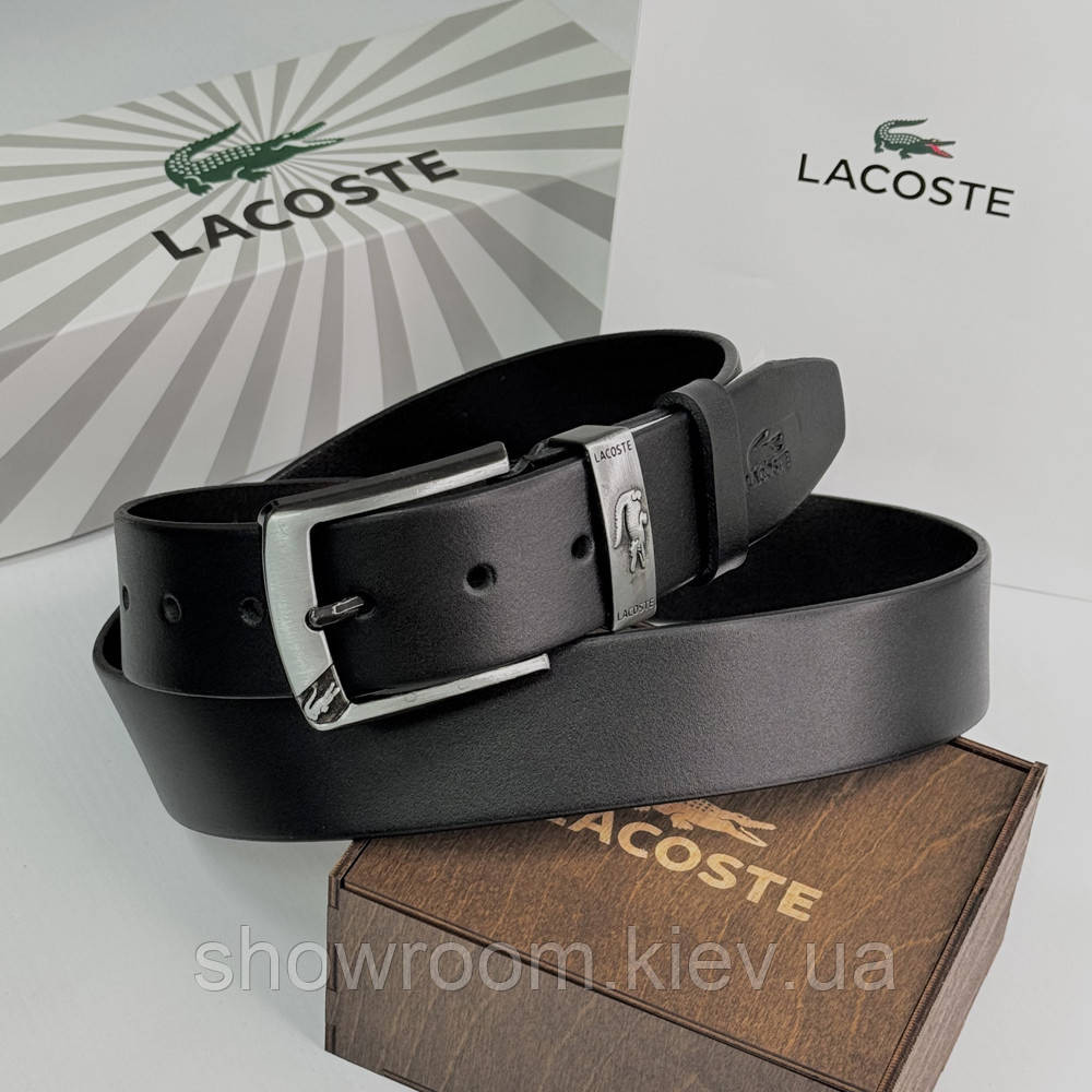 Чоловічий ремінь Lacoste з натуральної шкіри (986) Київ - фото 4