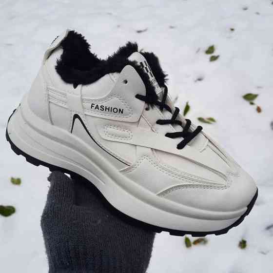 -Жінні зимові Білі Кросівки з МЕХОМ на Високому Підошві Мокасини (розміри: 36) — 07-2 Дніпро