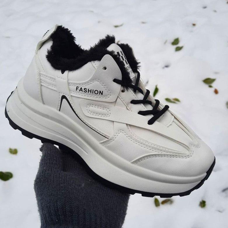 -Жінні зимові Білі Кросівки з МЕХОМ на Високому Підошві Мокасини (розміри: 36) — 07-2 Дніпро - фото 1