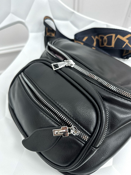 Жіноча сумка з накладною кишенею "Settle" оптом Чорний Київ - фото 2