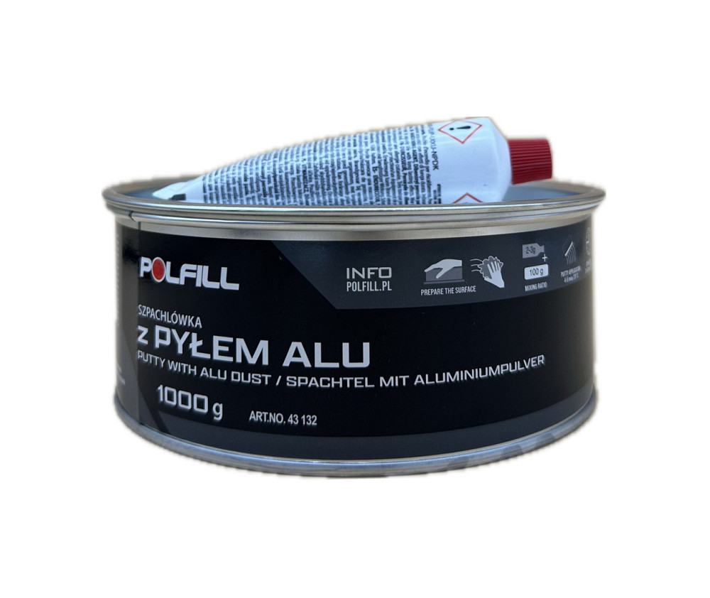 Шпаклівка з алюмінієм + затв. 1кг сіра Polfill Київ - фото 1