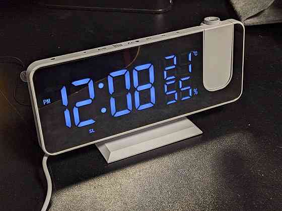 Проекційний настільний годинник EN-8827 дзеркальний LED-дисплей Луцьк