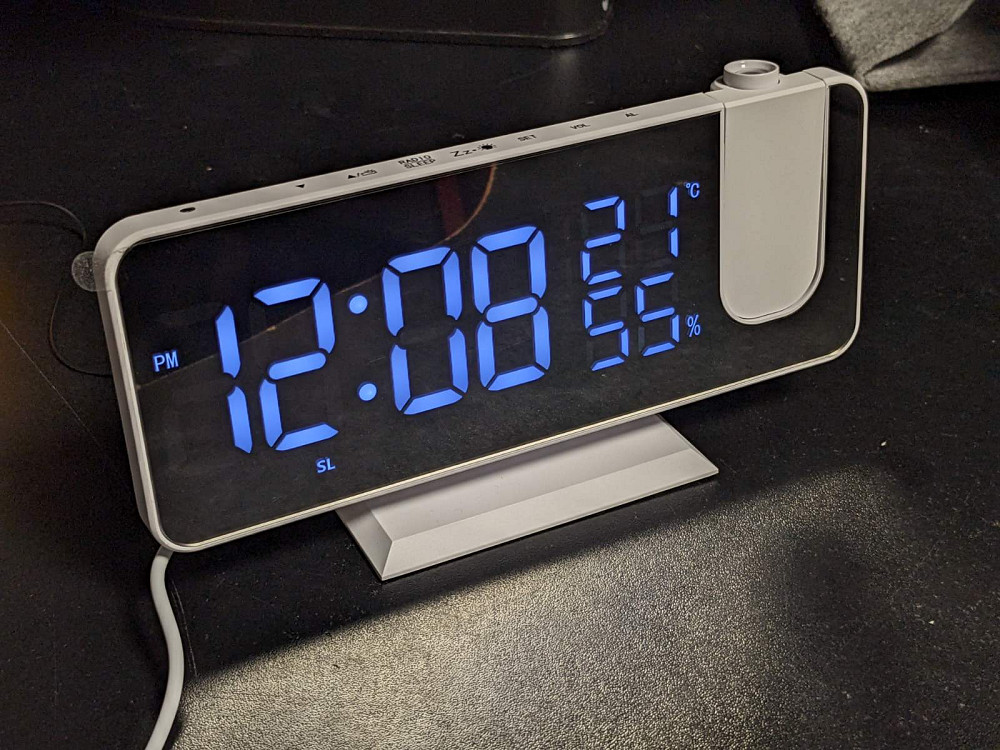 Проекційний настільний годинник EN-8827 дзеркальний LED-дисплей Луцьк - фото 2