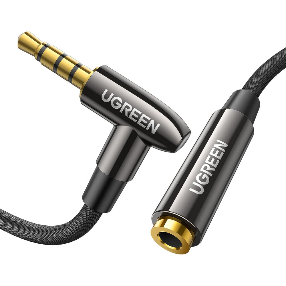 Аудио кабель AUX 3.5mm jack UGreen с угловым L-образным штекером AV188 50212 (Черный, 5м) Николаев - изображение 1