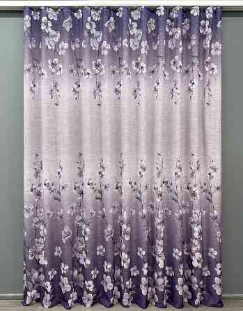 Тюль-штора VR-Textil 1877т Льон Фіолетовий з білим 300х270 см (42-0830) Київ