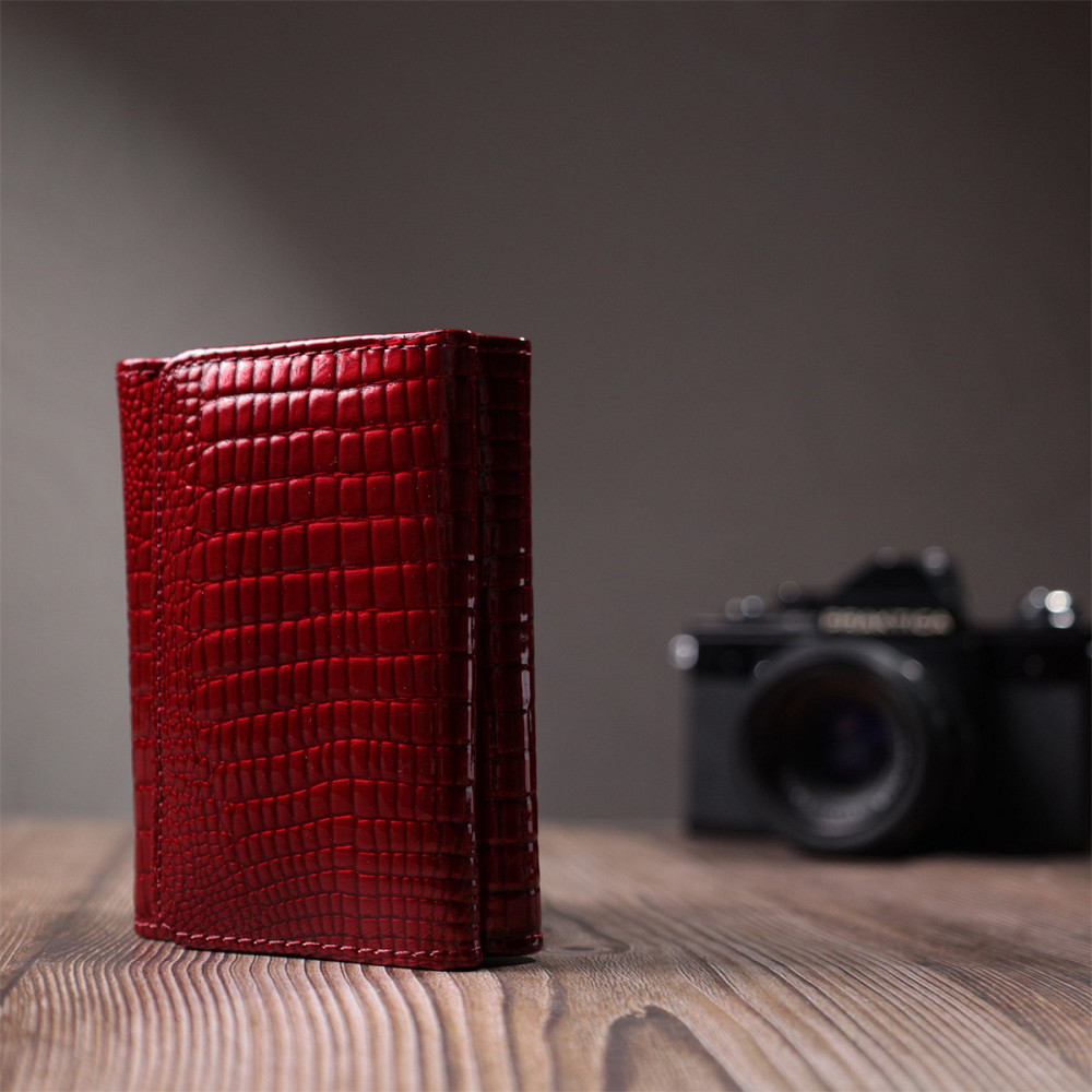 Стильний жіночий фактурний гаманець із натуральної шкіри ST Leather 22731 Червоний Київ - фото 2