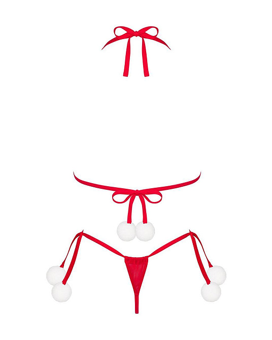 Комплект білизни з помпонами Obsessive Bobble Girl, червоний Sex Aura Київ - фото 4