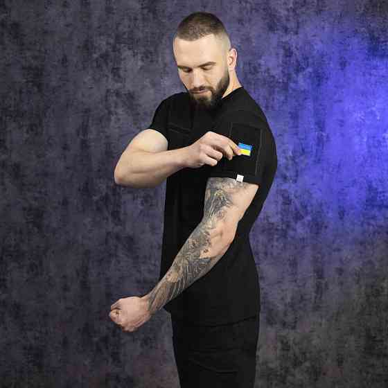 Футболка чоловіча однотонна чорна Pobedov Peremoga Військова Київ