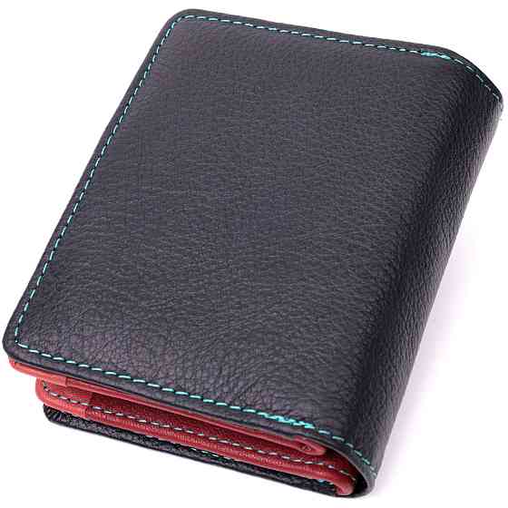 Вертикальный небольшой женский кошелек из натуральной кожи ST Leather 19436 Черный Киев