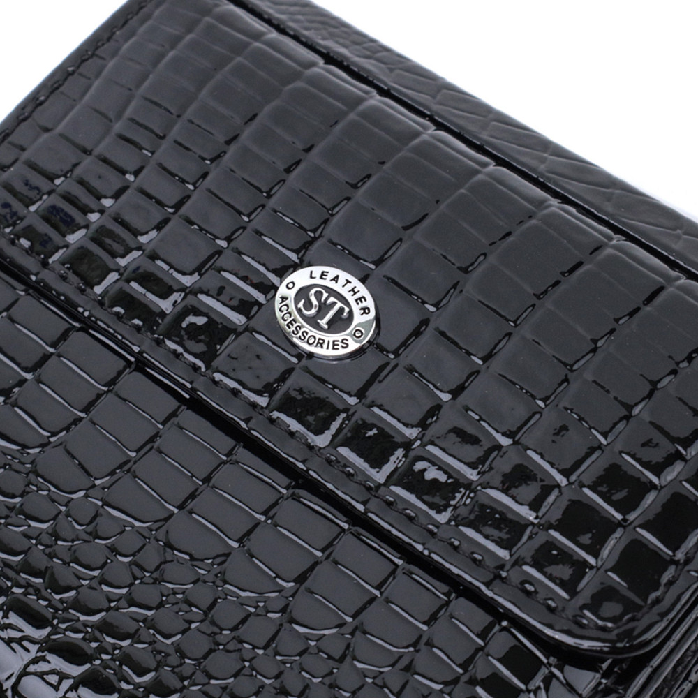 Женский фактурный кошелек из натуральной кожи Черный (ST Leather) Киев - изображение 9