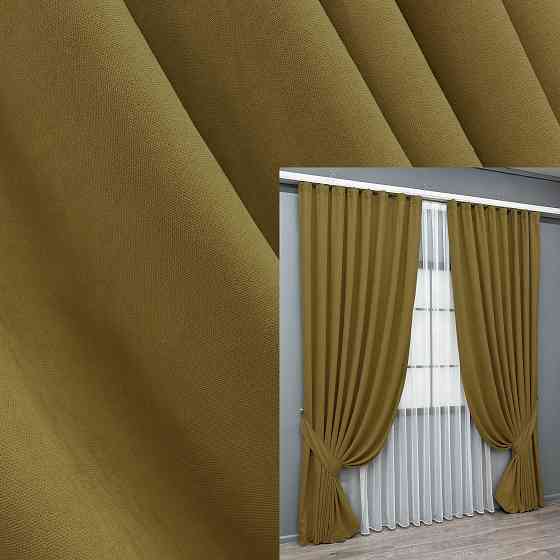 Комплект готових штор VR-Textil Мікровелюр Petek № 1503ш Гірчичний 200х290 см 2 шт (32-515) Київ