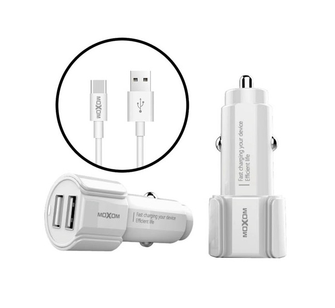 Автомобільний зарядний пристрій USB x 2 MOXOM KC-15 Type-C Дніпро - фото 2