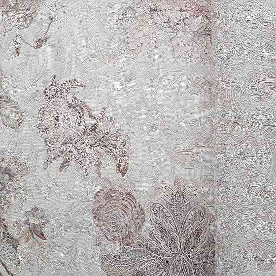 Шпалери метрові вінілові на флізелін Yuanlong Samsara бароко квіти вензель коричневі рожеві на бежевому Київ