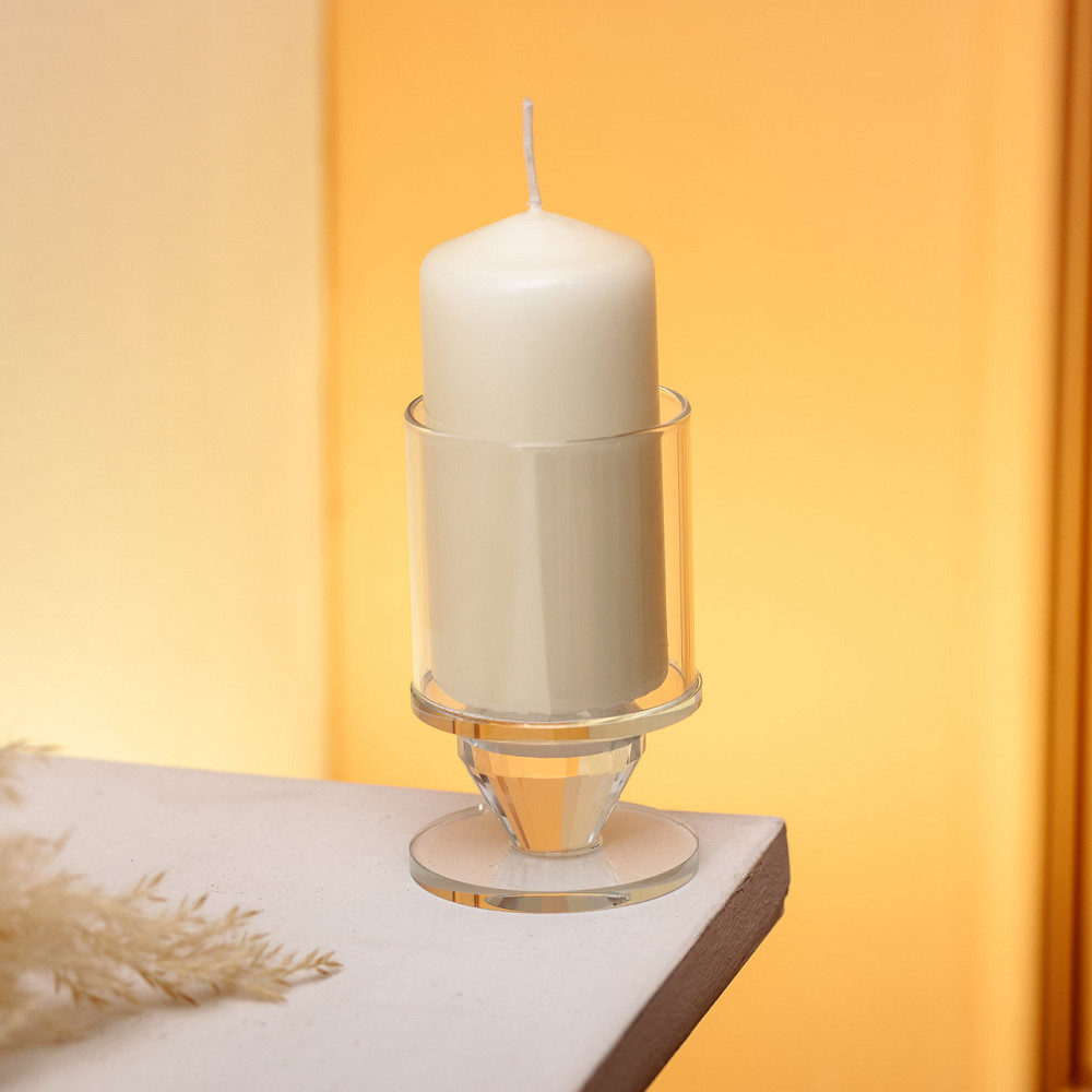 Підсвічник скляний 6×9.3 см на одну свічку підсвічник келих на ніжці декоративний прозорий HP-4-27S Коломия - фото 3