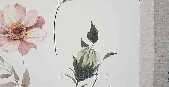 Шпалери флізелінові екологічно чисті Rasch Kids World 0.53х10 дитячі квіти рожеві сірі коричневі на білому Київ