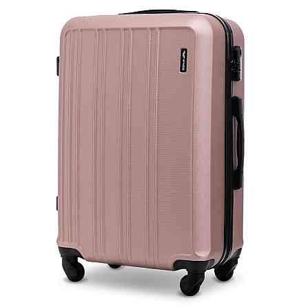 Валіза пластикова Wings HRR01 середня 65 см золотисто-рожева Київ