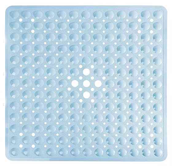 Силиконовый коврик противоскользящий Bathlux на присосках для ванны и душа, квадратный 53х53 см  Голубой Каменец-Подольский