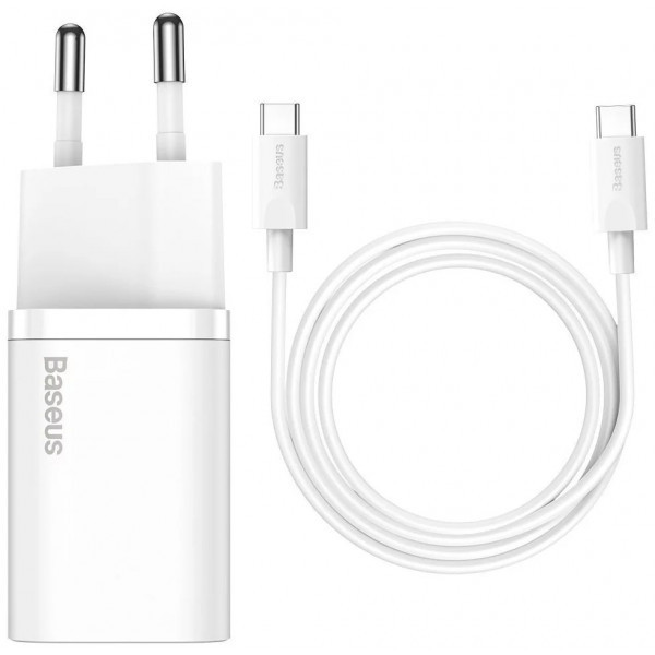 Зарядний пристрій 1xUSB 25W (USB-C) + Cable Type-C Білий Baseus (TZCCSUP-L02) Киев - изображение 1