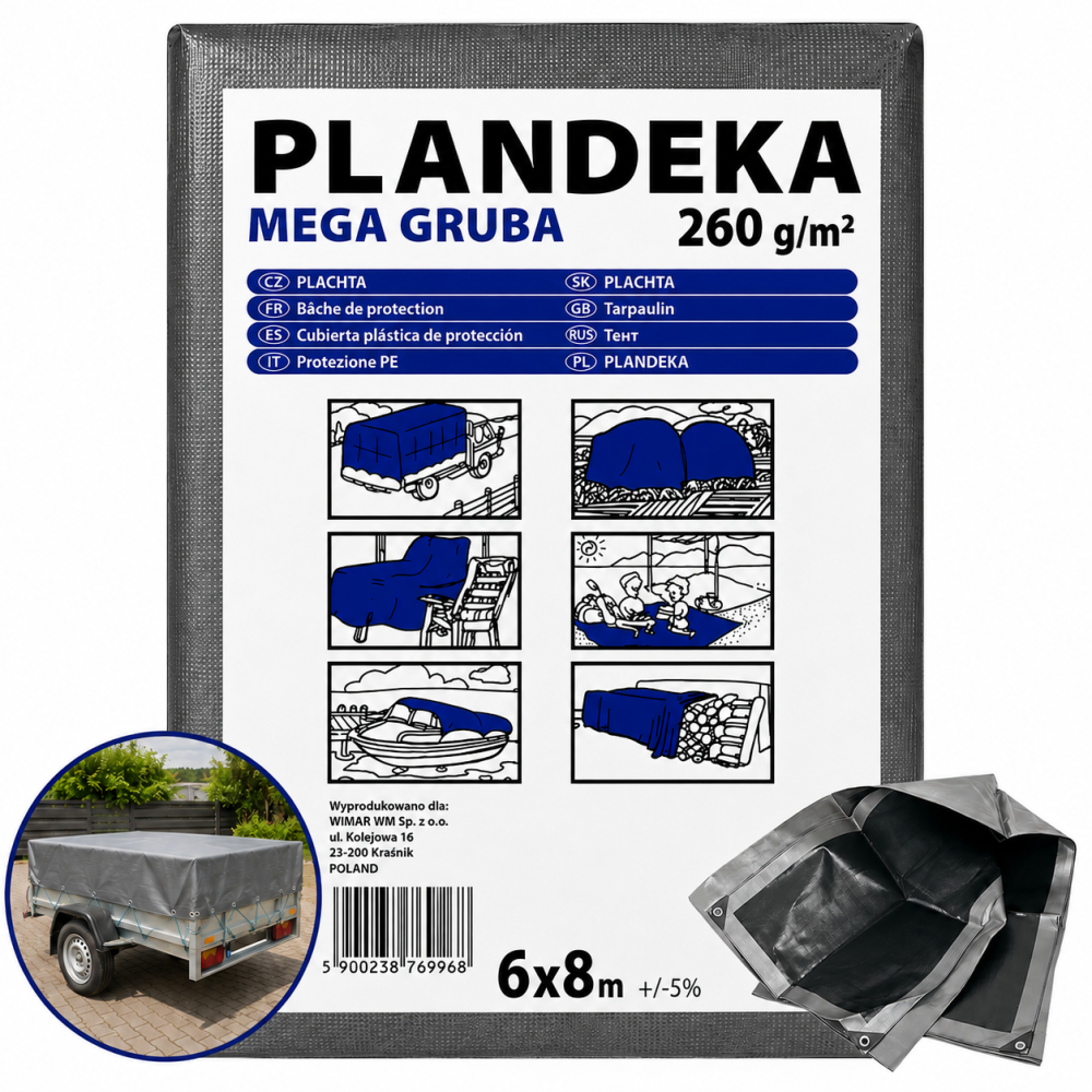 Тент 260 г/м2 6 мх8м тарпауліновий "PLANDEKA" для захисту від вітру та дощу Дніпро - фото 11