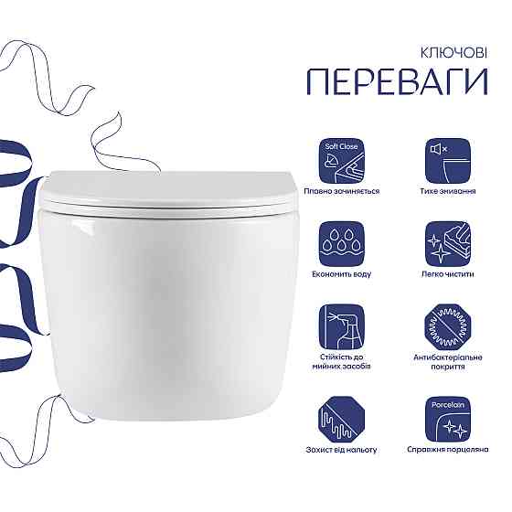 Унитаз подвесной Qtap Taurus Ultra Quiet 515×360×350 мм, White, с сиденьем Slim Duroplast / Soft-close / Quick Release Киев