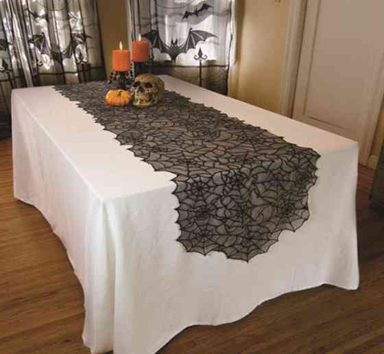 Скатерть на Хэллоуин Паутина 203 на 50 см черный Киев