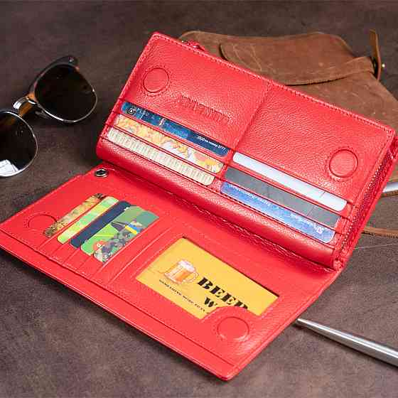 Вертикальный кошелек кожаный женский ST Leather 19275 Красный Киев