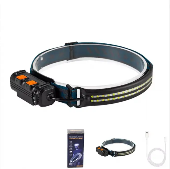 Налобный фонарь Bailong BL-W691-2COB, Красный, Белый+RGB, Motion Sensor, Li-Ion аккум.,Type-C, 8668 Днепр