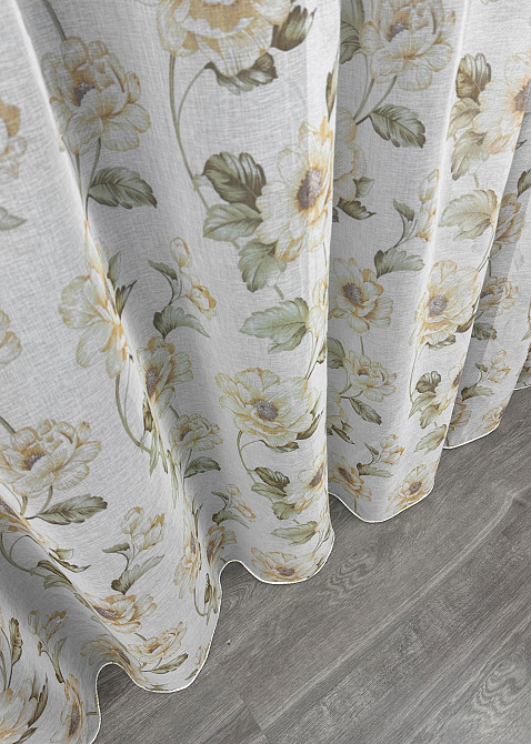 Тюль VR-Textil 1865т Flora Батист Білий з зеленим та помаранчевим 300х250 см (42-1415) Київ - фото 8