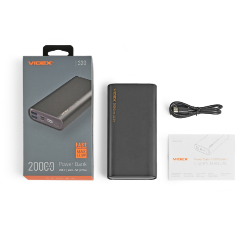 Павербанк 20000 mAh Videx VPB-320-B 22,5W чорний Житомир - изображение 7