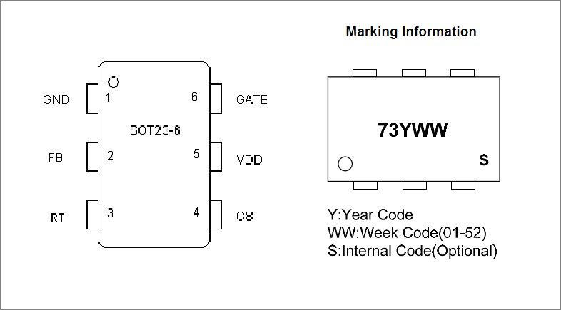 Микросхема OB2273, 10 шт, ШИМ-контролер SOT23-6 Київ - фото 2