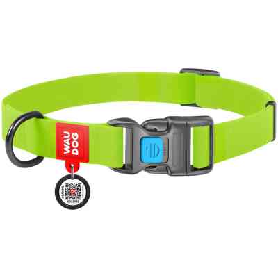 Нашийник для тварин WAUDOG Waterproof з QR паспортом Ш 15 мм Д 25-35 см салатовий (27395) Вінниця