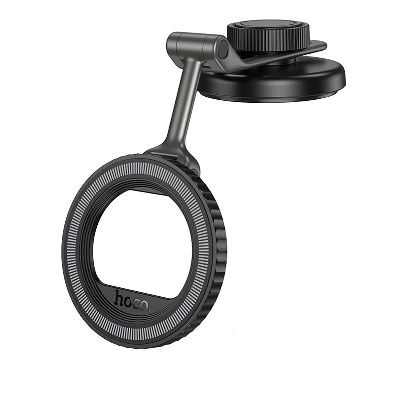 Автомобильный держатель для телефона HOCO H77 View folding magnetic ring car holder (center console) Black Metal Gray Одесса - изображение 1