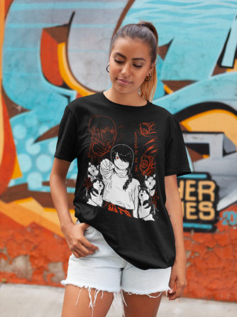 Футболка з аніме принтом Людина-бензопила оверсайз (S/M/L) Чорний AnimeJ0787 Дніпро